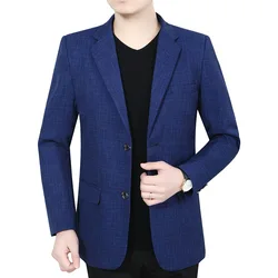 Man Blue Plaid Formal Wear Suits Coats New Spring Man Business Casual Blazers Quality Male Slim Suits Jackets Men's Clothing 4XL