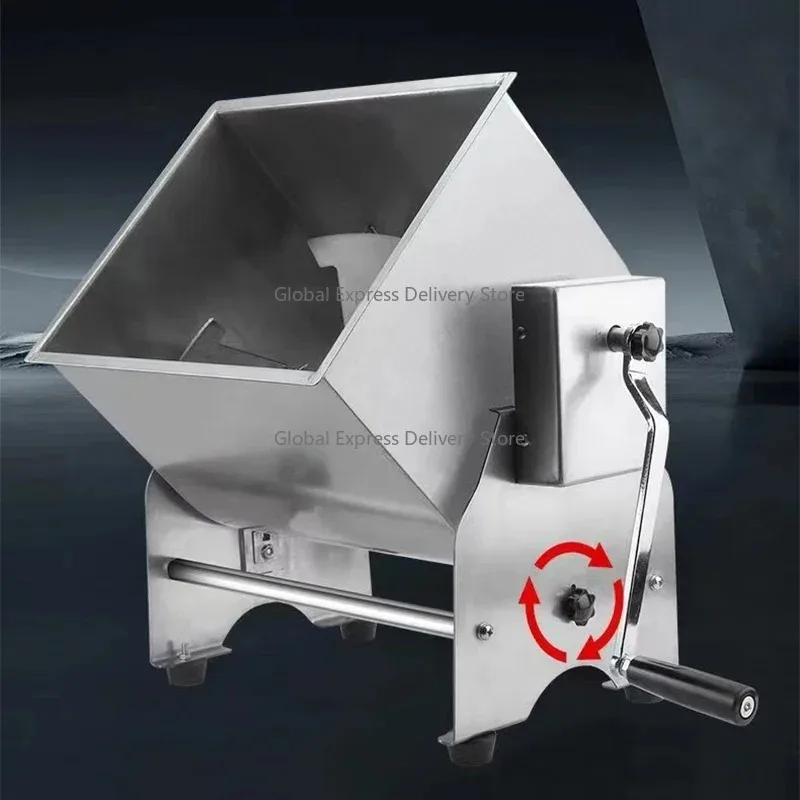 

10KG Capacity Tilt Tank Manual Meat Mixers Side-turn Dough Mixer Manual Dough Mixer Stainless Steel Food Mixer