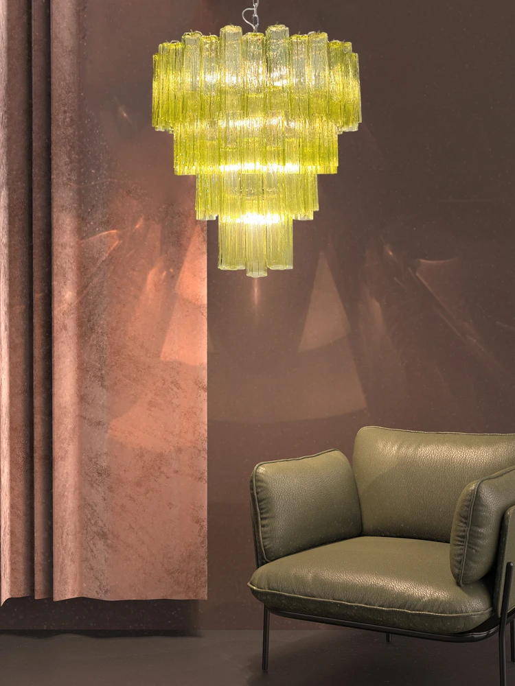 2025 Trendy French Design Colorized Glass LED Chandelier Lighting Suspension Luminaire Lampen Hanging Light For Living Room