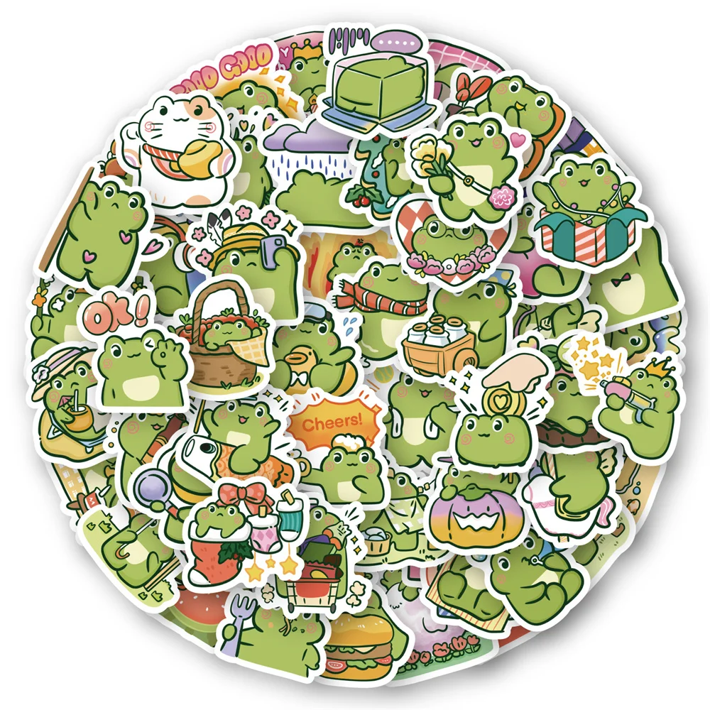 10/30/50PCS Cartoon Cute Frog Trend Graffiti Waterproof Sticker Toy Decoration Notebook Gift Gift iPad GuitarPVCStickerWholesale