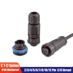 Waterproof E10 Self-locking Aviation Plug Socket IP68 2 3 4 5 6 7 8 12 Pin Connector Male Head PCB Plug-in Board Female Sockets