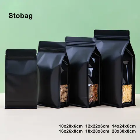 StoBag 50pcs Food Packaging Bags Frosted Aluminum Foil Stand Up Self-sealing for Candy Tea Nuts Beans Storage Reusable Pouch