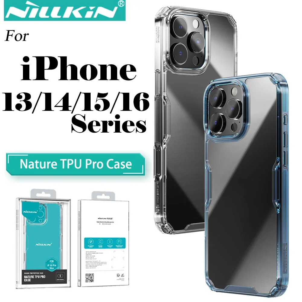 Nillkin for iPhone 16 Pro Max 16 Plus 15 Pro Max 14 Pro Max 13 Pro Max series TPU+PC Silicone Soft Transparent Phone Back Cover