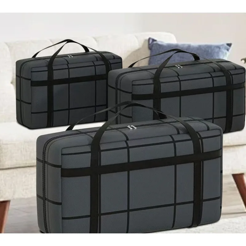 Thickened Waterproof Moving Storage Bag Extra Large Capacity Striped Organizer Portable Luggage Sorting Bag for Home Travel