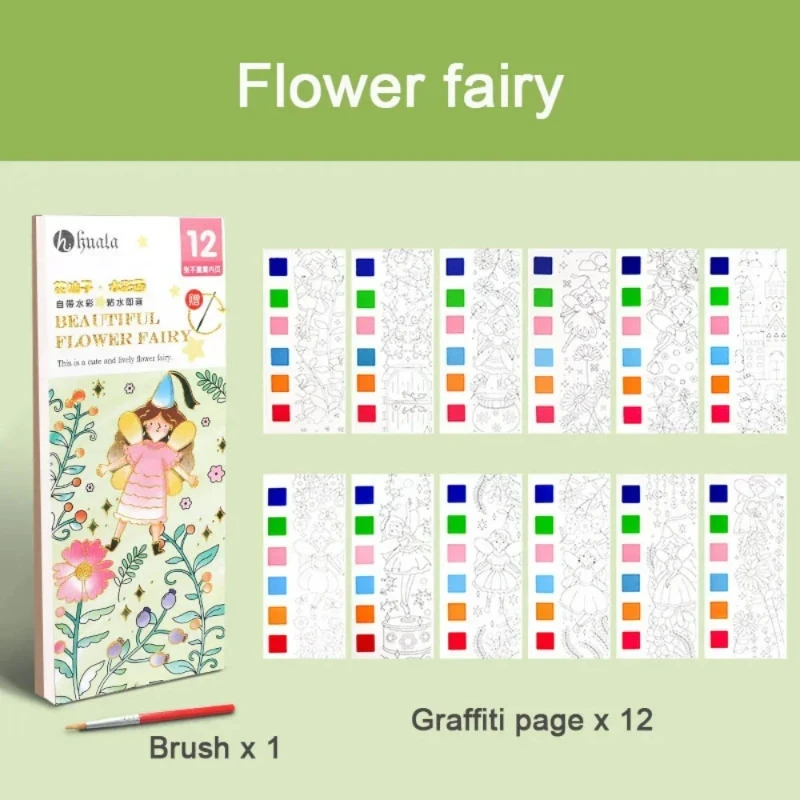1set Portable Children Watercolor Painting Book Gouache Graffiti Picture Coloring Books Water Drawing Toys Kids Educational Gift