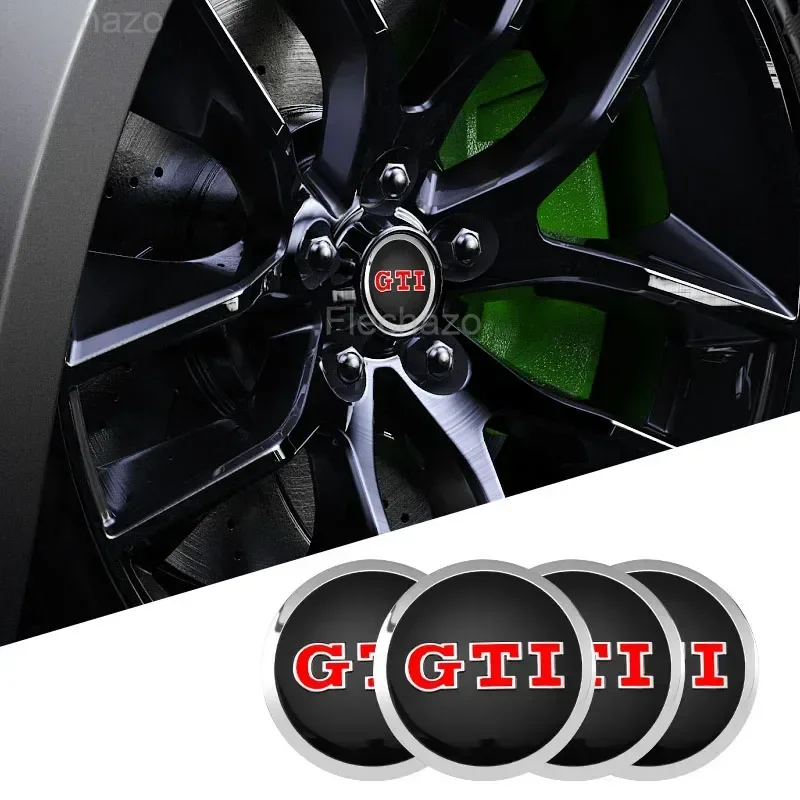 

New 4Pcs 56mm Car Wheel Stickers Center Hub Cap for Volkswagen GTI R-Line R Polo T5 Golf Passat Scirocco Car Emblem Badge Decal