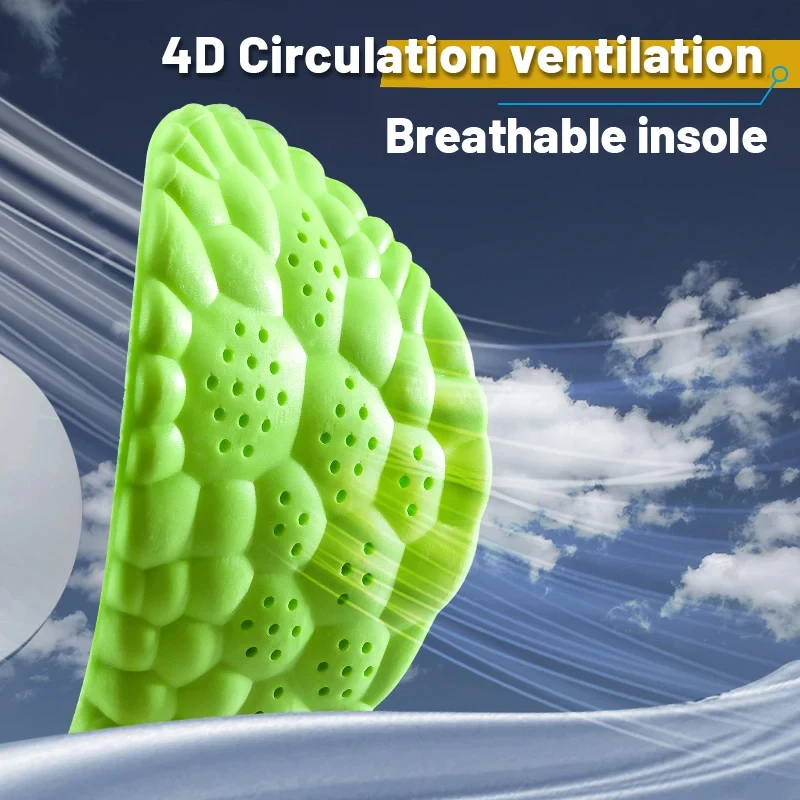 

4D Orthopedic Sport Insoles Super Soft Breathable High-elasticity Shock Absorption Running Shoe Pad Anti-pain Deodorant Cushion
