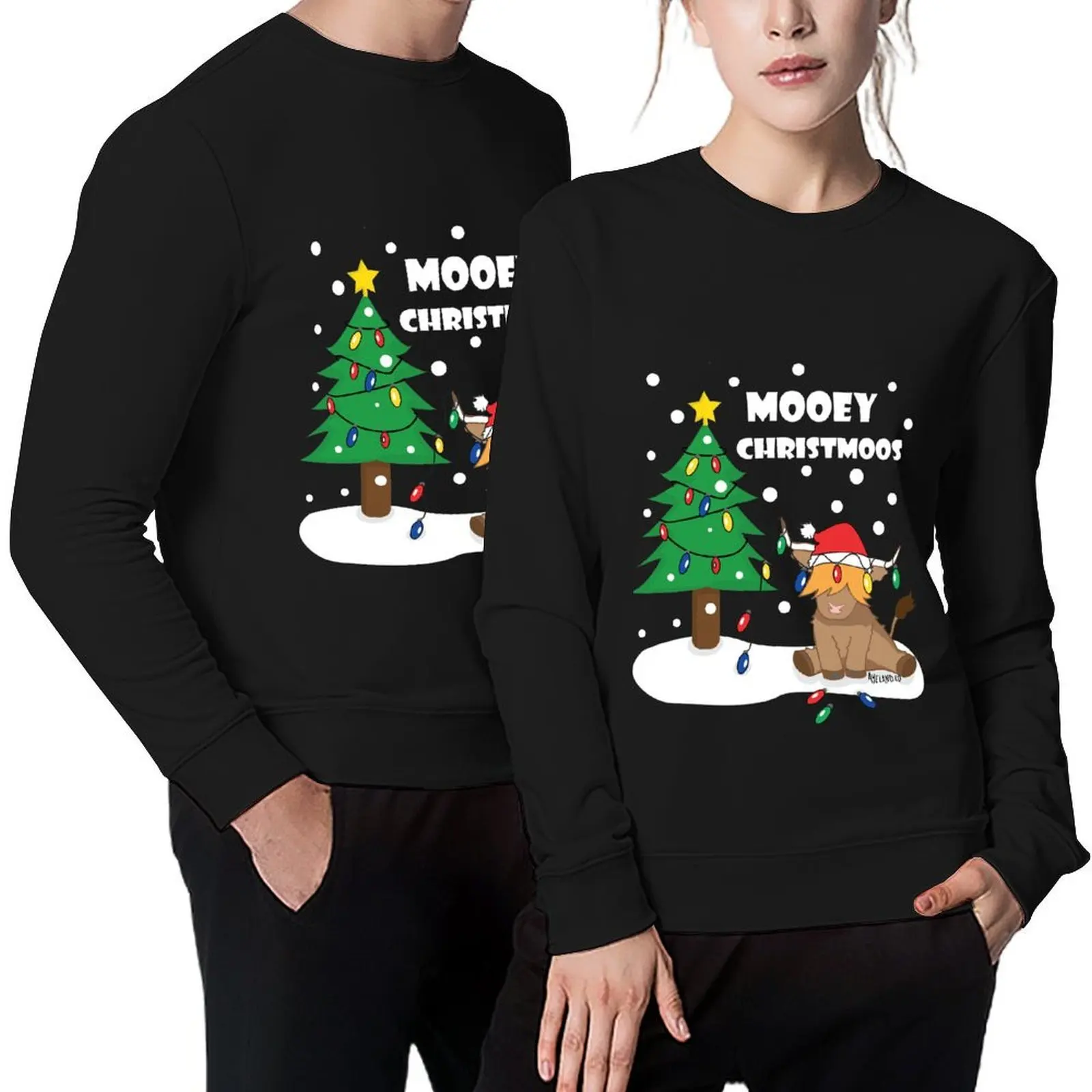 

Christmas lights highland cow ugly sweater christmas jumper Pullover mens designer clothes mens clothing pullover
