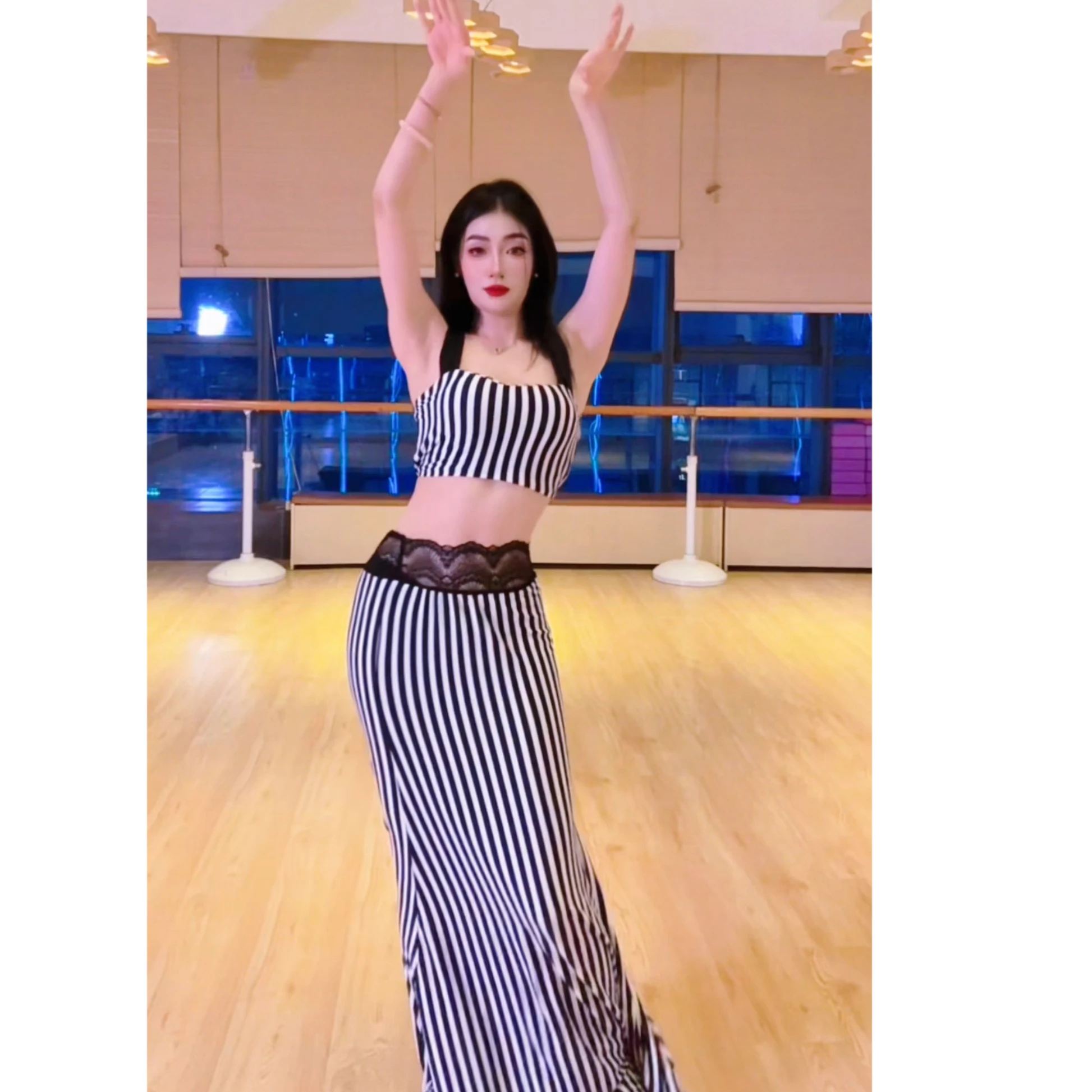 جديد أداء الرقص الشرقي الملابس السوداء شريط التخسيس مجموعة مثير مزاجه ممارسة ازياء الرقص الشرقي بدلة التدريب