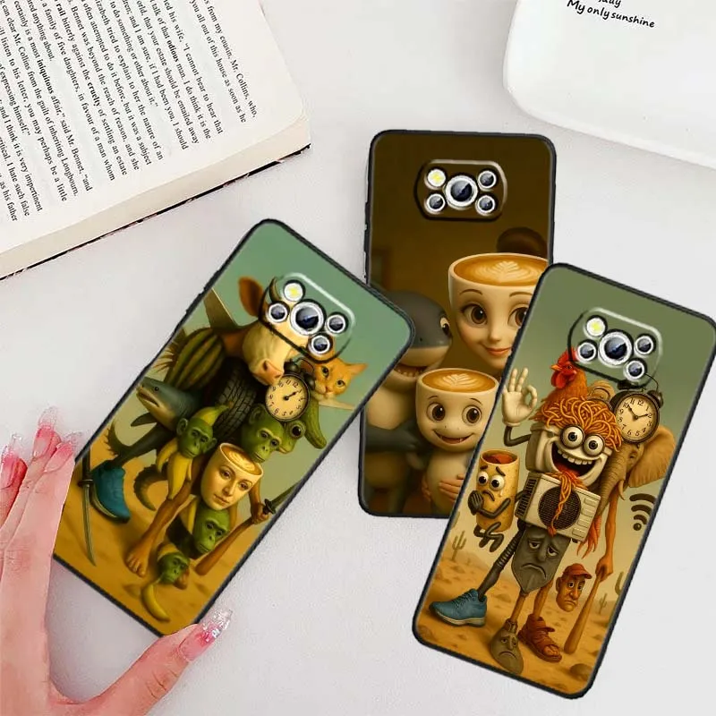 

Tungtungtung cartoon anime Phone Case For Xiaomi Mi Poco F3 F4 F5 F6 X3 X4 X5 X6 X7 M3 M4 M5s M5 M6 GT Pro 5G Black Cover