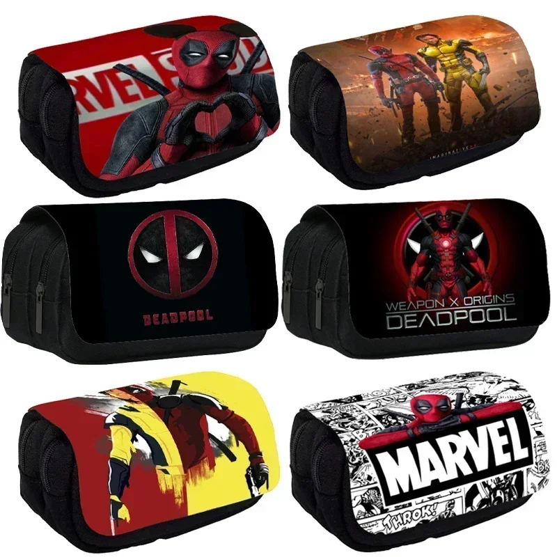 Deadpools Double Flap Pencil Cases Customizable Movie Figure Storage Bags Study Stationery Pen Bag Children Back-to-school Gifts