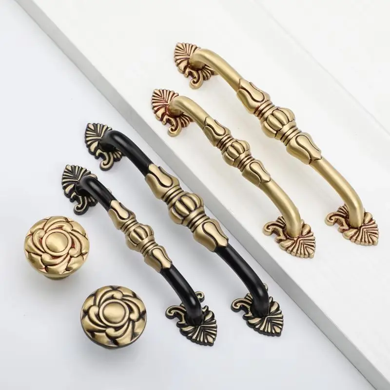 

Retro 4PCS Solid Brass Antique Furniture Handles Drawer Knobs Cupboard Wardrobe Kitchen Closet Dresser Wine Cabinet Pulls Knobs