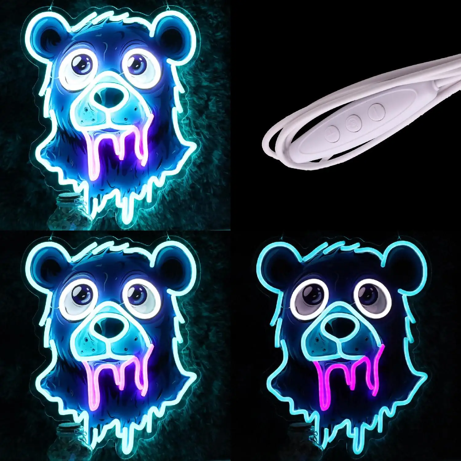 Bear Neon Sign USB Dimmable LED Neon Light for Bedroom Game Room Man Cave Bar Graffiti Animal Themed Neon Wall Art Decoration