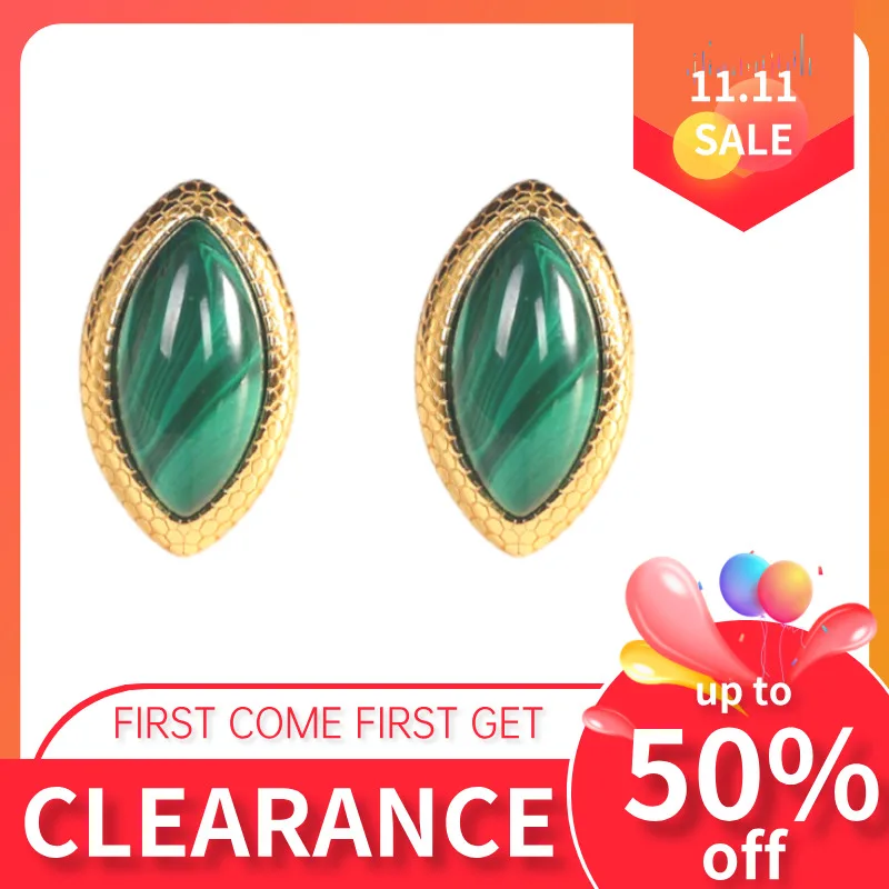 

GEEZENCA 925, серебряные серьги-гвоздики из натурального малахита для женщин, форма маркизы, зеленый камень, простые серьги, ювелирные изделия, распродажа