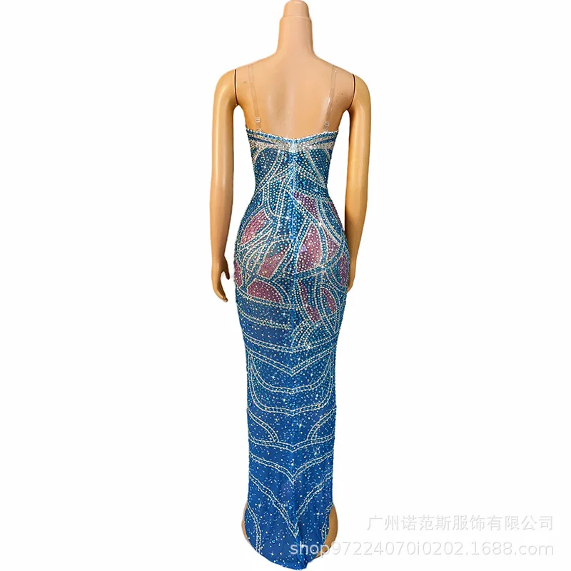2025indigo Wit Prachtige Veelzijdige Verjaardag Diner Licht Luxe Avond Zeemeermin Prestatiekleding Zanger Prestatiekleding
