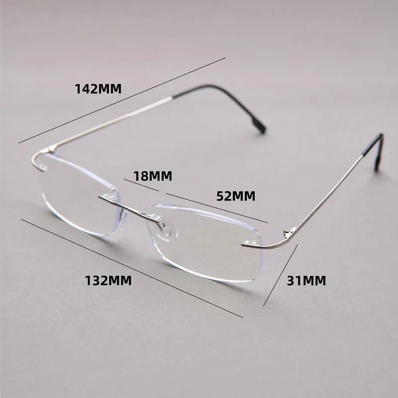 Titanlegierung, 15 Schichten beschichtet, Anti-Blaulicht-Lesebrille mit flexiblem Bügel, randlose Lesebrille +1+1,5+2,0 – Detail 7