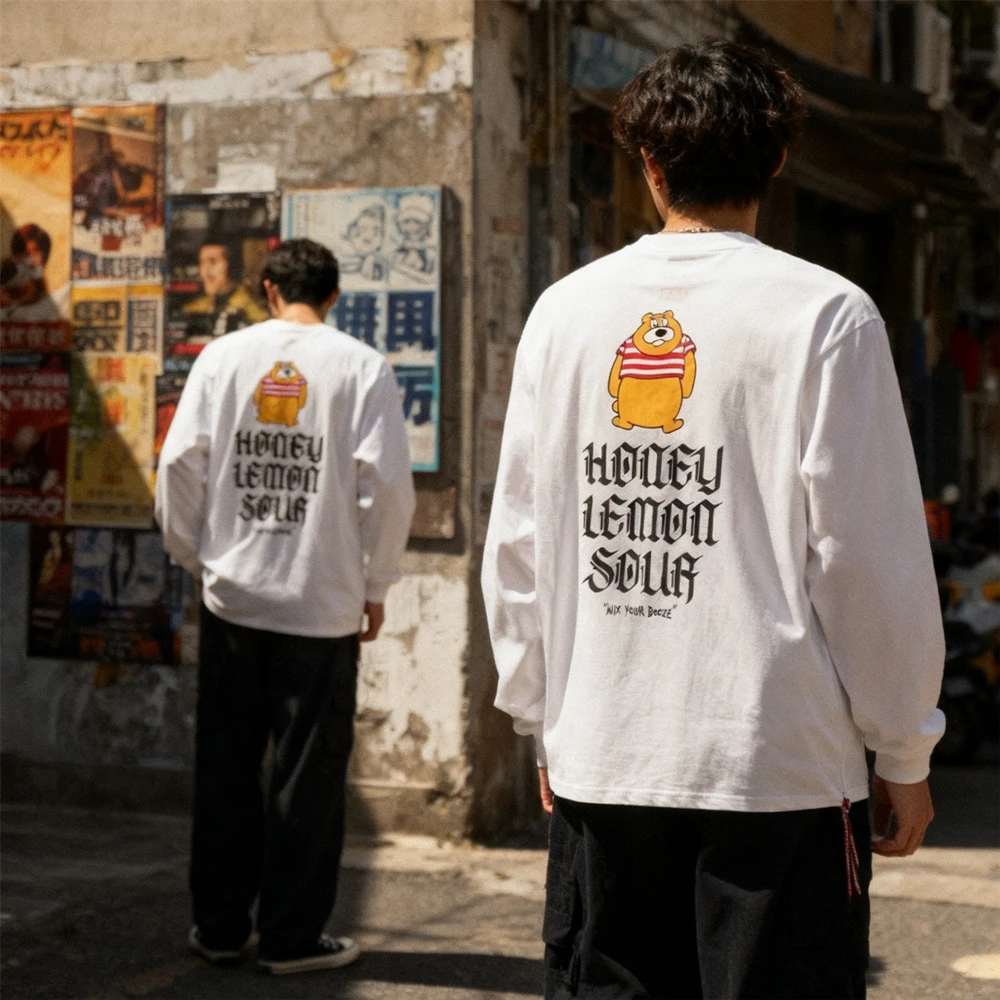 เสื้อยืดแฟชั่นสตรีทแวร์สไตล์ญี่ปุ่น KUCLUT 1:1 คุณภาพดีที่สุด พิมพ์ลายหลวมๆ ผ้าฝ้าย 100% เสื้อโอเวอร์ไซส์ แขนยาว สำหรับผู้ชาย