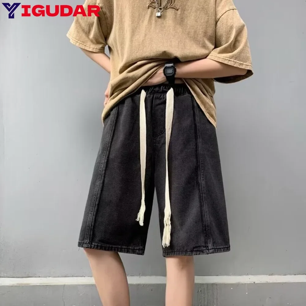 Summer Retro leisure time Men Shorts Hip Hop Denim Jeans Boardshorts Fashion Loose Cotton Baggy Skateboard Shorts men clothing