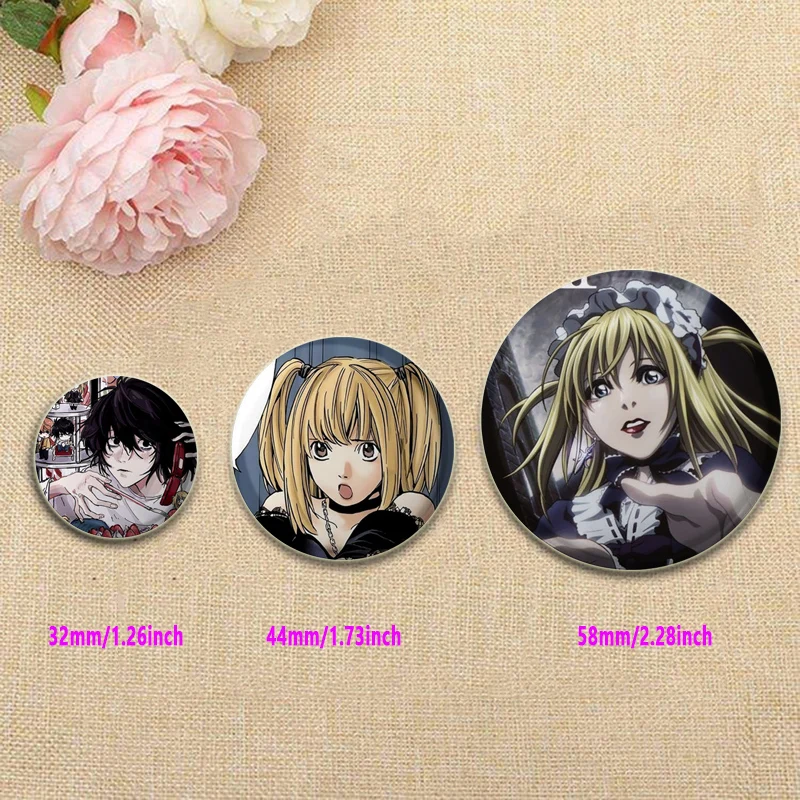 Japanese Anime Death Note Enamel Pins Handmade Round Brooches L Killer Yagami Light Cosplay Badge Backpacks Jewelry Gifts