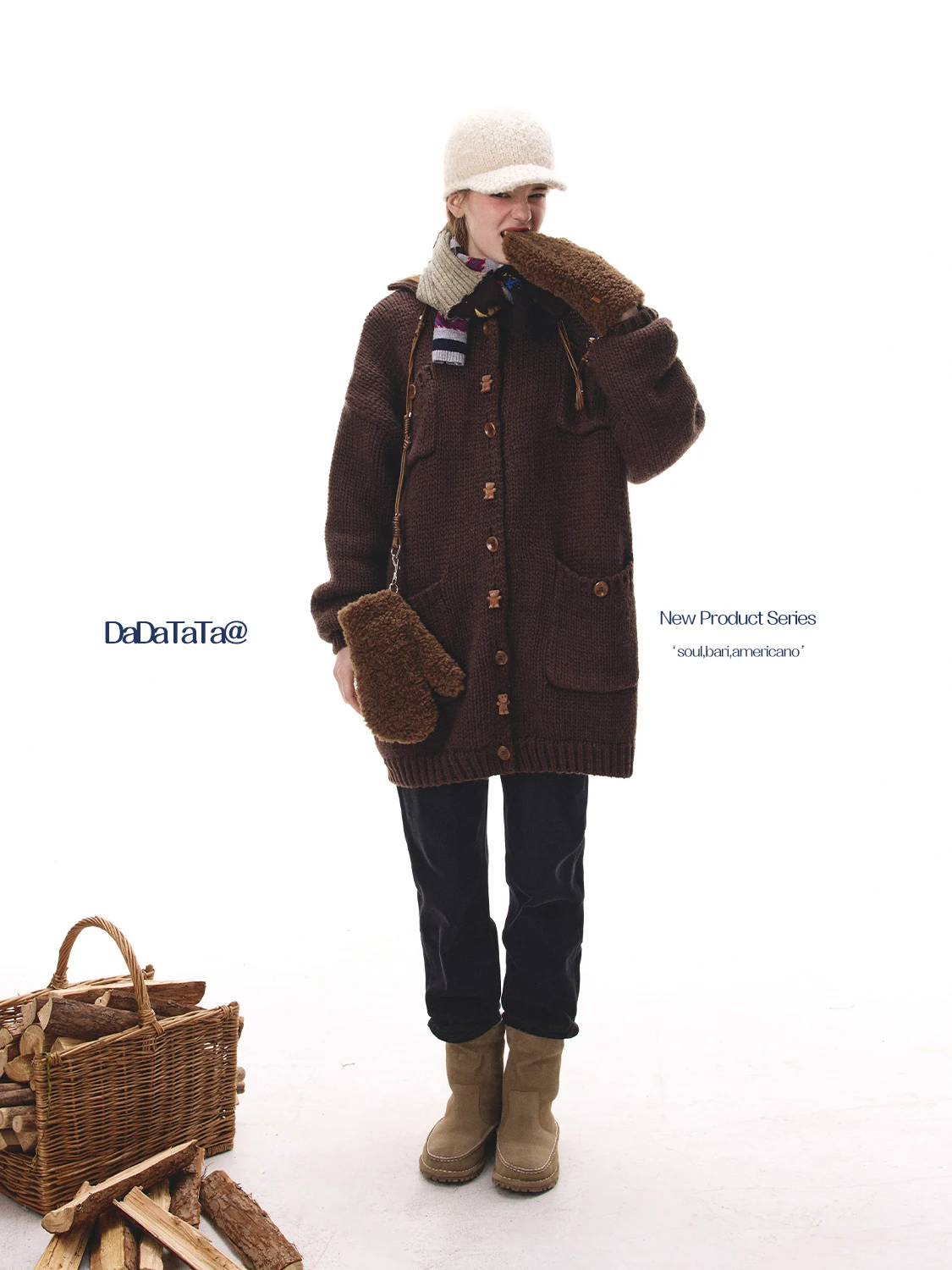 

Женский вязаный шерстяной кардиган с капюшоном и узором в виде медведя, повседневный, свободного кроя, зимний, модный, эксклюзивно онлайн, винтажный, в стиле Lazy Style