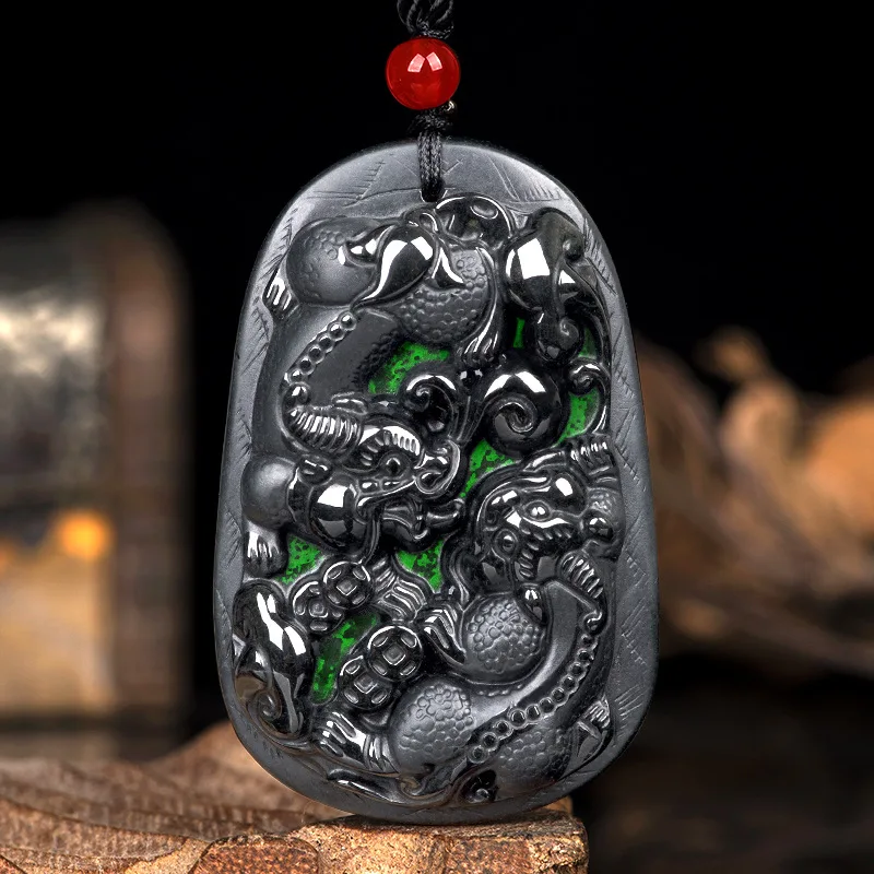 

Authentic natural A-grade jade, ink jade Tongcai Pixiu pendant ice seed jade men's and women's necklaces pendants accessories