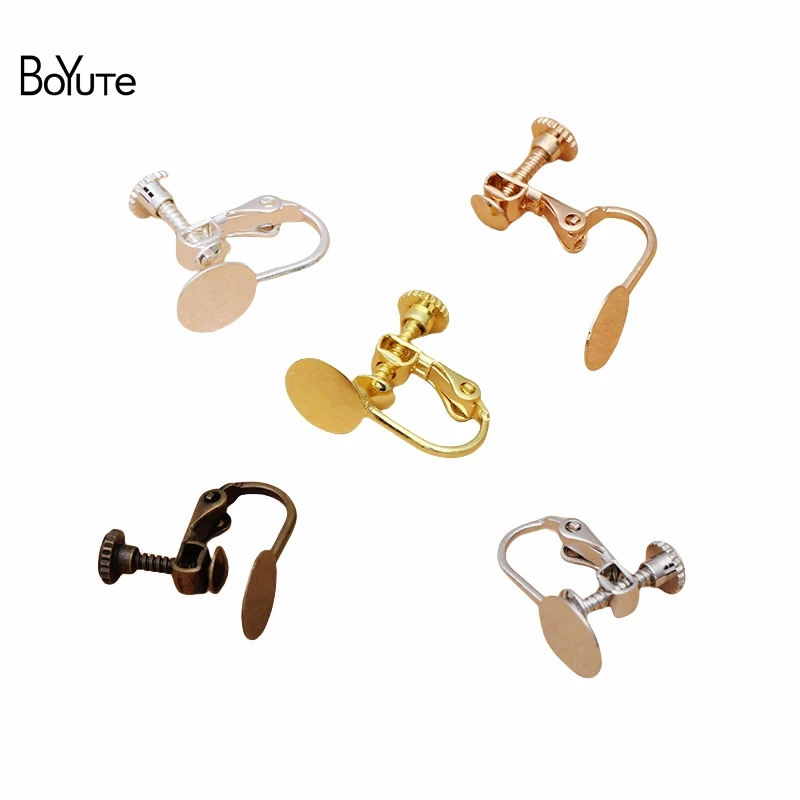 

BoYuTe (20 Pieces/Lot) Metal Brass 14*17MM No Pierced Ear Clip with 8MM Base Diy Handmade Earrings Jewelry Accessories