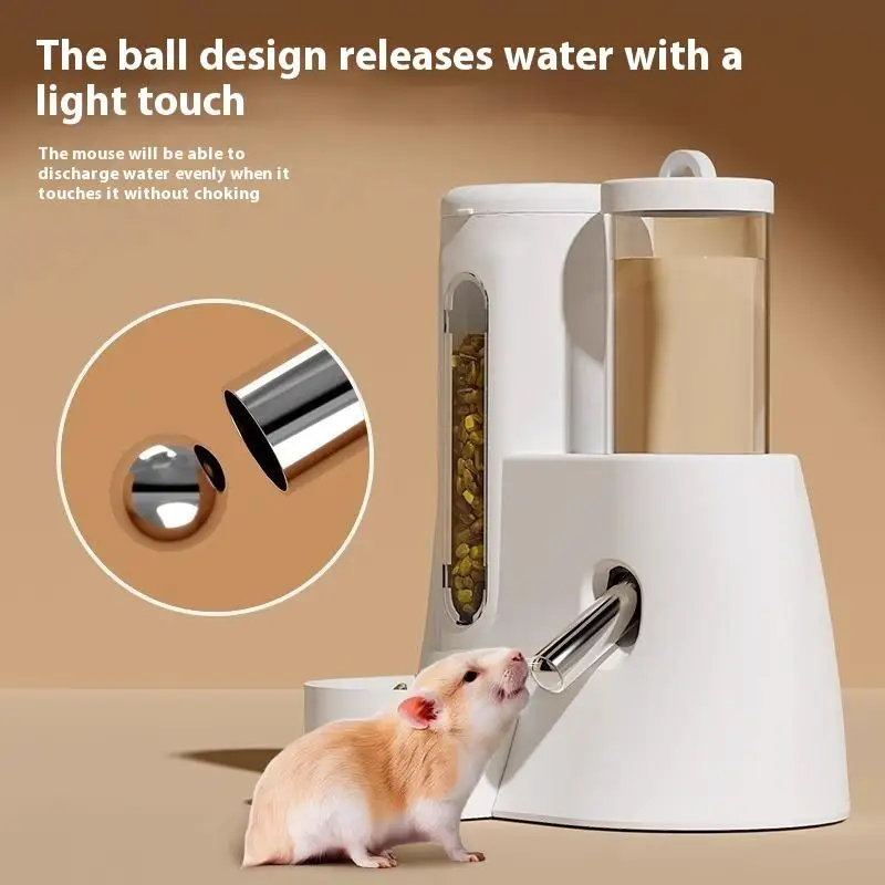 1Pc 2In1 Hamster Feeder And Waterer Large Capacity Leakproof Automatic Food Water Dispenser Small Pet Feeding Supplies