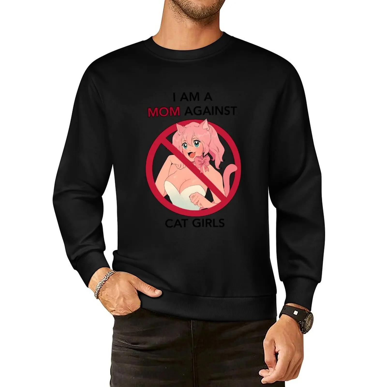 I AM A MOM AGAINST CAT GIRLS Pullover Hoodie anime clothing hooded shirt men's sweat-shirt new in hoodies & sweat-shirt