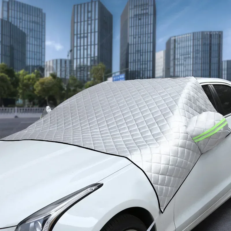 

Aluminum Film Half Car Body Cover - Waterproof Dustproof UV & Snow Resistant for Sedans Protects Windshield and Roof