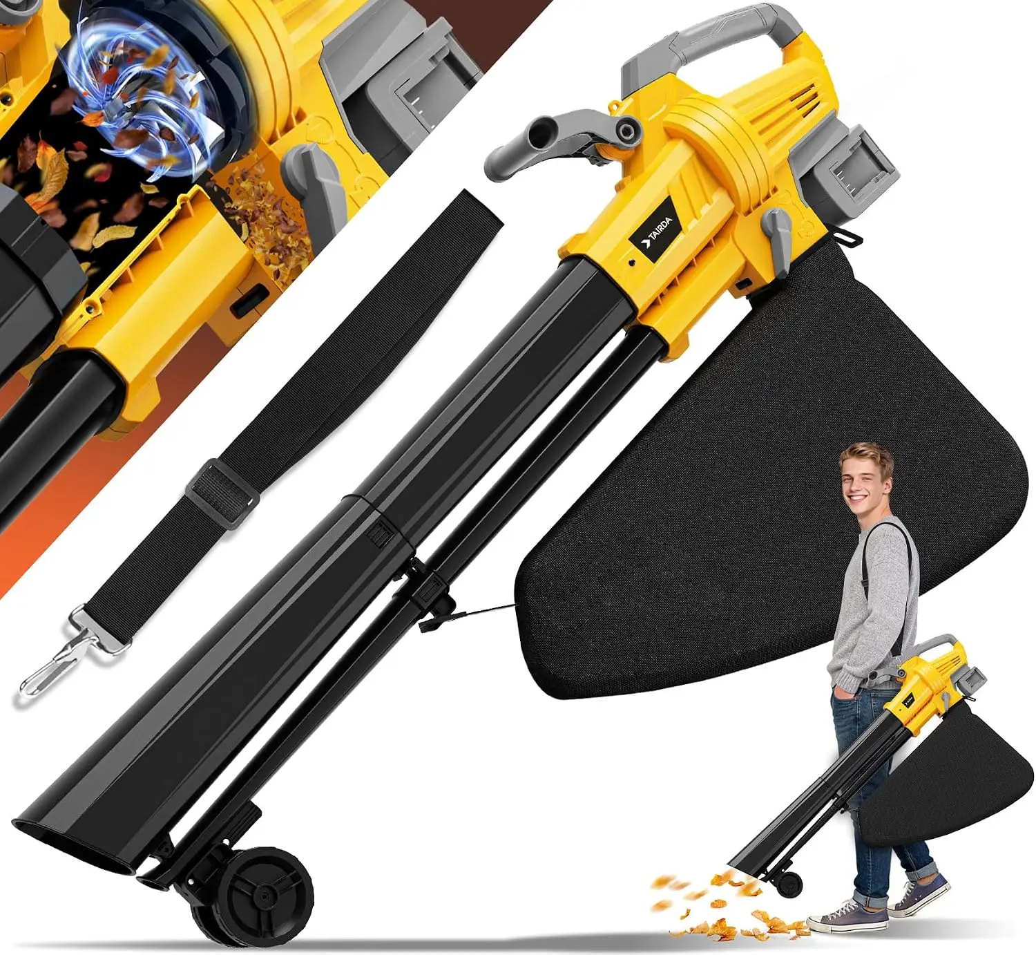 3-in-1 Leaf Blower Vacuum Mulcher Compatible for Dewalt 20V Battery | (NO Battery), Cordless Electric Leaf Vacuum Blower Mulcher