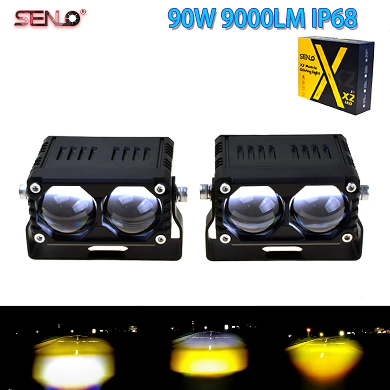 

Car Work Lights Motorcycle LED Dual Color Mini Lens Headlight Driving Light Fog Lamps Motorcycle Headlights SUV UTV Spotlight