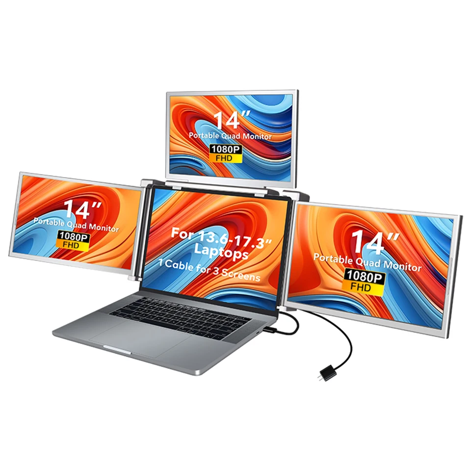 14 inches Laptop Expansion Screen 1080P FHD Quad-screen Monitor