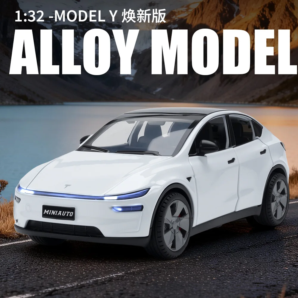 

1:32 Model Y New Energy Model Alloy Car Sound And Light Pull Back Toy Car Boy Collection Decoration Gift