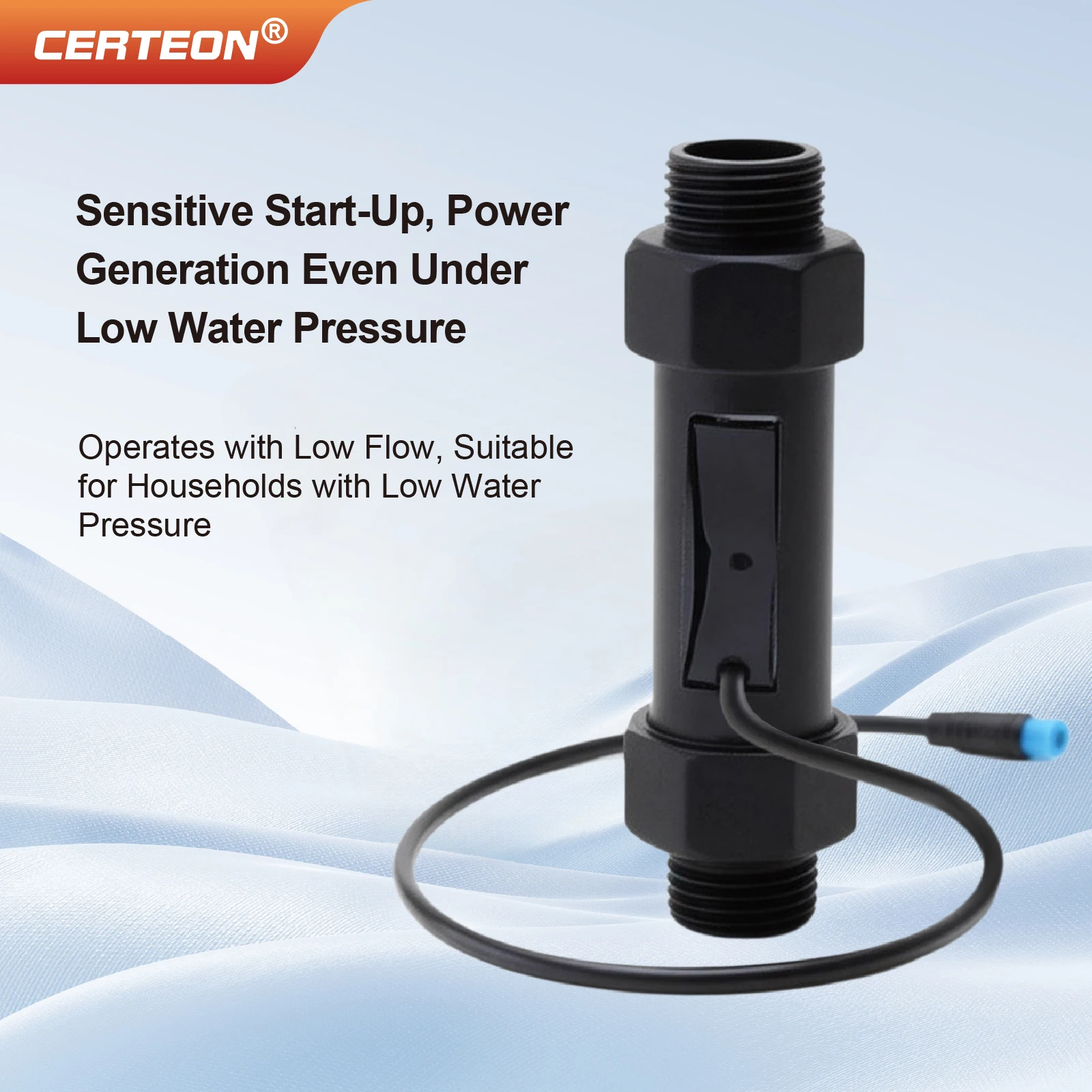 Micro Hydroelectric Generator G1/2 Thread M6 Connector 5V 0.5W Tap Water Turbine Self-Powered Flow Sensor Shower Faucet