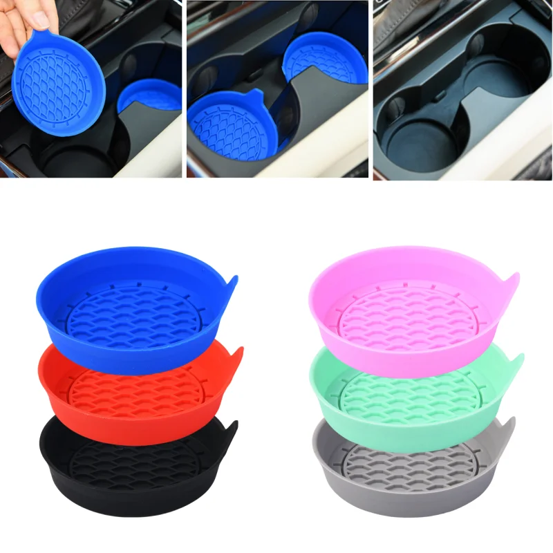 Car Coaster Non-Slip Silicone Mat For Car Water Cup Auto Interior Anti-Slip Cup Pad Drink Holder Mat Decoration Accessories