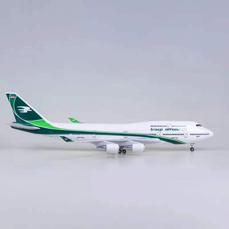 

1/150 Scale B747 Airplane Model Kit Iraqi Airways 47cm Diecast Resin Aircraft With LED Lights And Wheels For Aviation Collection