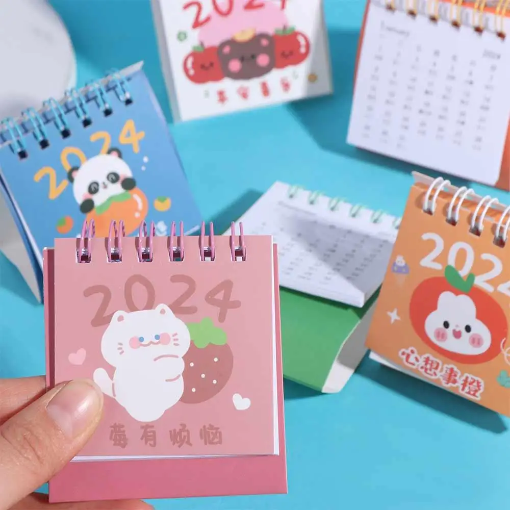 Kalender Mini 2024 buah kartun buah lucu teks kalender Agenda Organizer jadwal perencana Desktop Mini kalender siswa