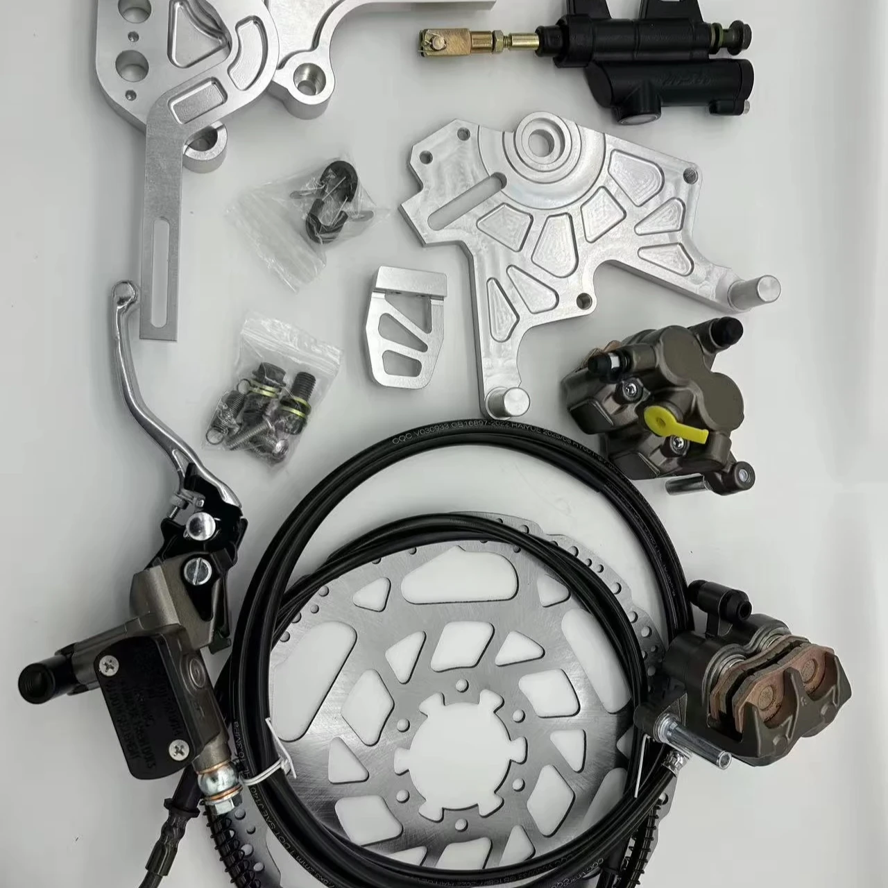 For CNC Strengthened Dual Caliper Bracket Foot Peg Brake Bracket Kit Rear Placement For Ultra Bee Motorcycle Accessories New