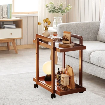 โต๊ะกาแฟสีน้ำตาลสไตล์โมเดิร์นพร้อมที่เก็บของและล้อ |   ที่วา...