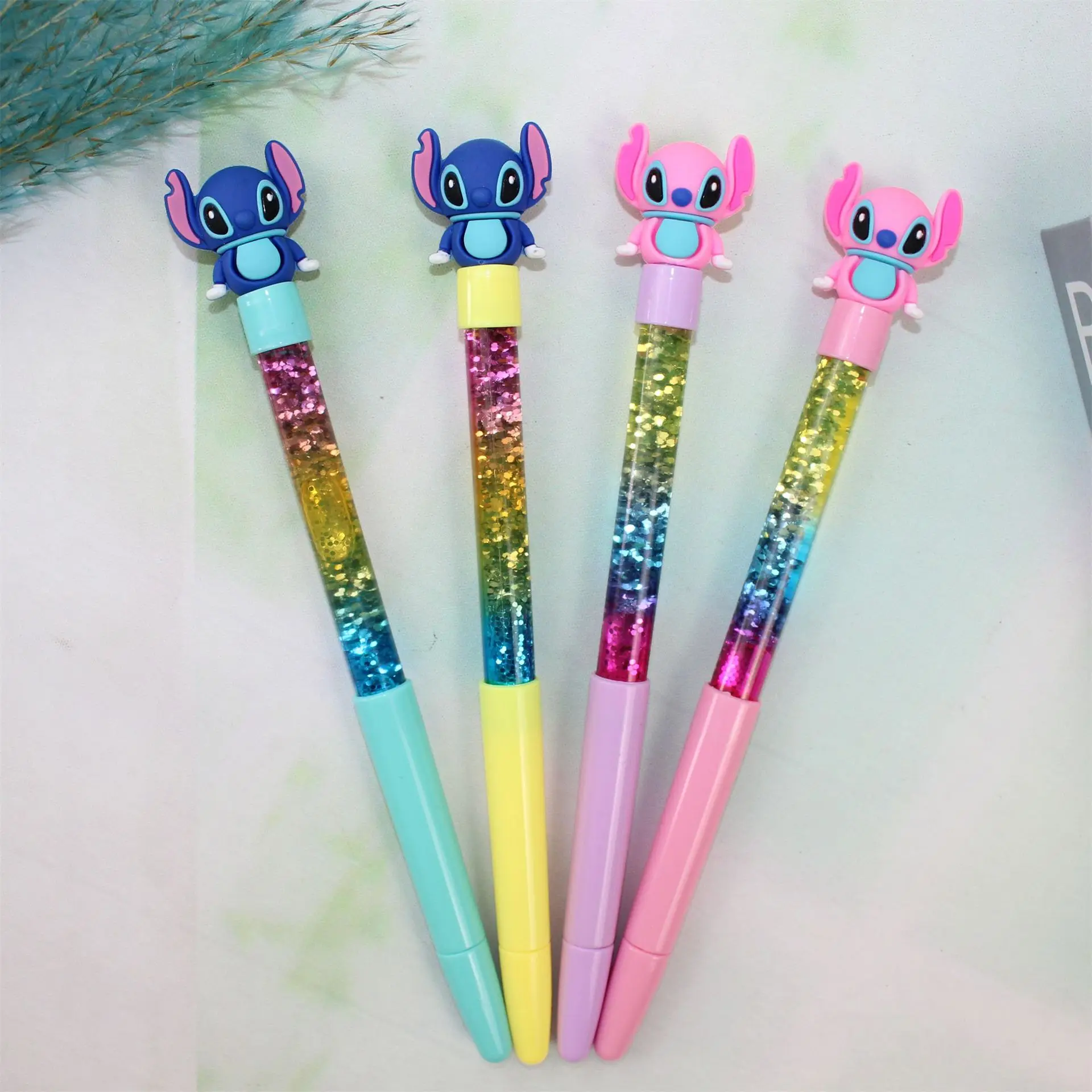 One piece Disney Doll Stationery Black Pen Toys Anime Figure Stitch Student Write Tools School Award Neutral Pen Children\'s Gift