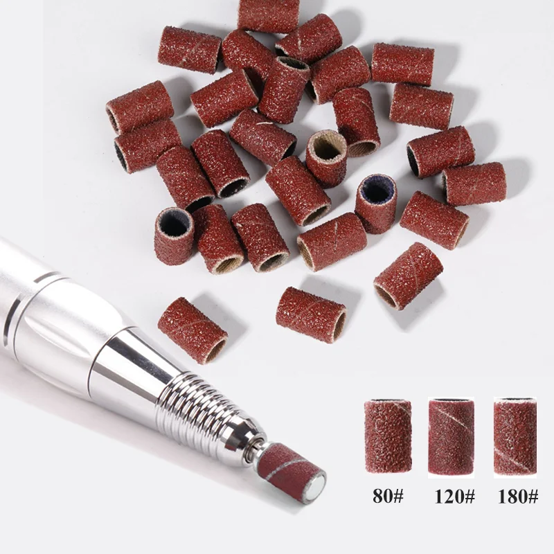 مسمار الرملي العصابات 80/120/180/240 حصى مسمار لقمة ثقب العناية بالقدم تلميع مانيكير جل مزيل طلاء الأظافر استبدال أدوات القاطع