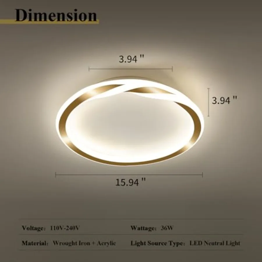 16inch Modern LED Ceiling Light Flush Mount Light Fixture Bright Ceiling Lamp for Closet Bathroom Hallway Bedroom Kitchen Circl view 2