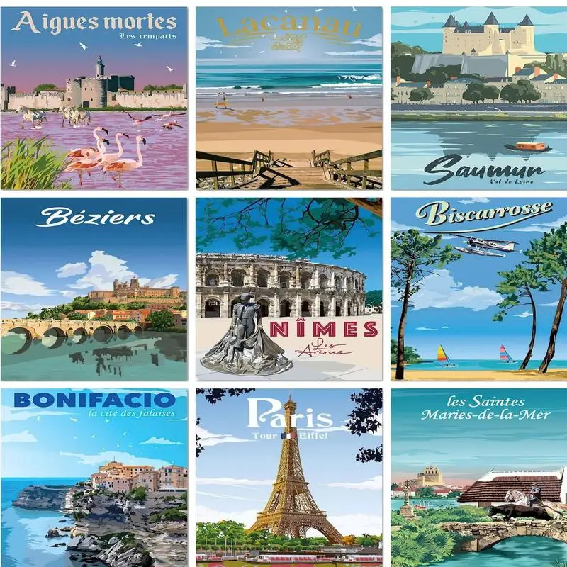 PhotoCustom Modern Painting By Numbers City Landscape Number Painting For Adults Kids Home Decors Handmade Diy Gift Artwork