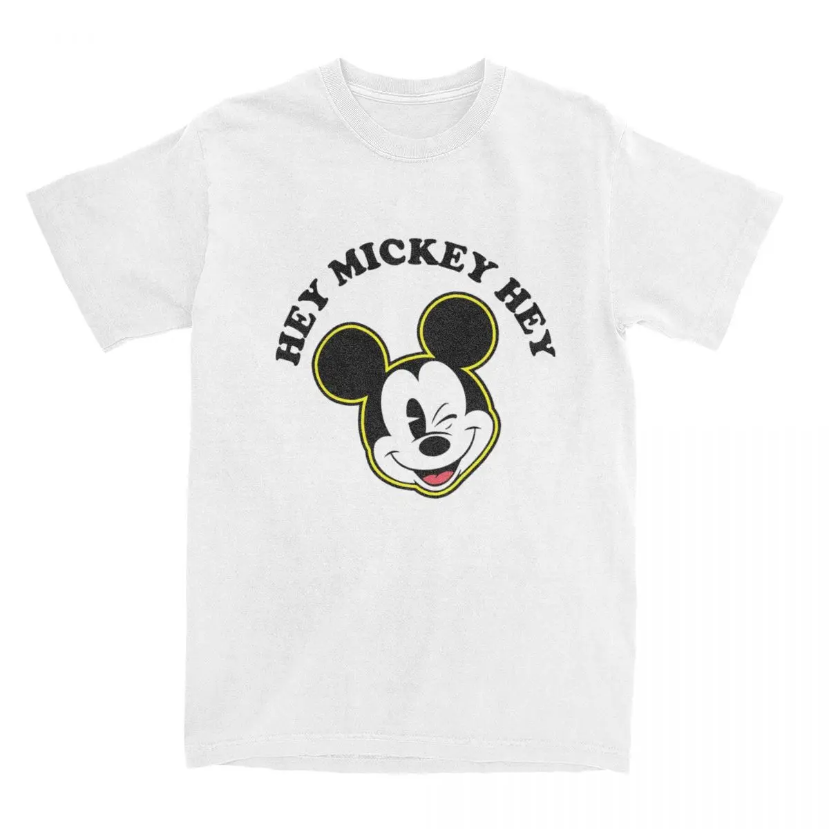 Novelty Mickey Mouse Hey T-Shirts Men Women's Pure Cotton wink Tees Shirt Gift Clothes