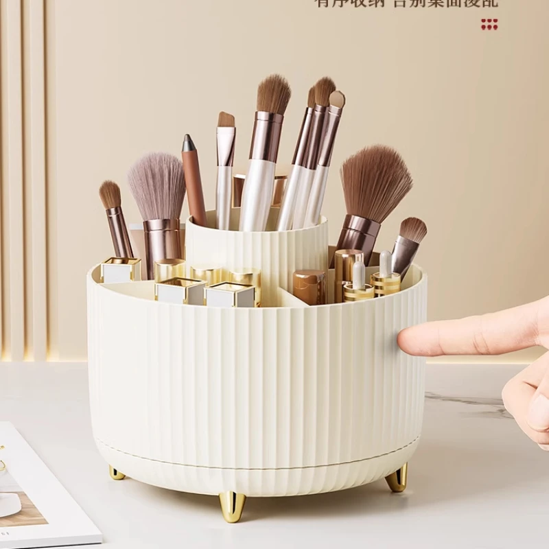 

Desktop rotating makeup brush storage cylinder rack