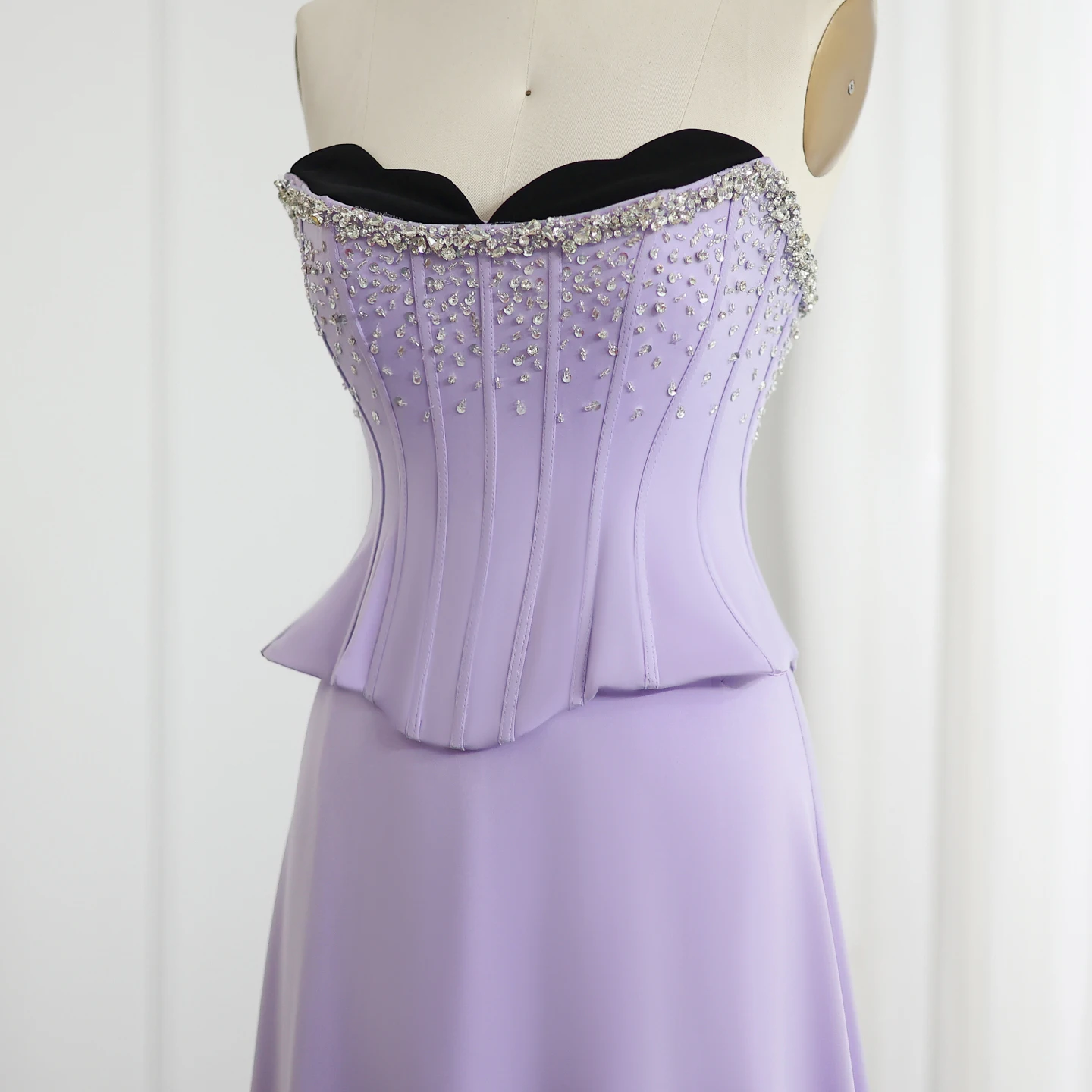 Sharon Said Lilac Two Pieces Evening Dresses for Women Wedding Scalloped Corset Luxury Dubai Prom Party Gowns SS264 Customized image 4