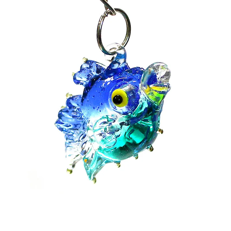 2pcs Mini Ocean Fish Glass Pendant Cute Marine Fish Charms Ornaments for Diy Handmade Craft Supplies Aquarium Decor Accessories