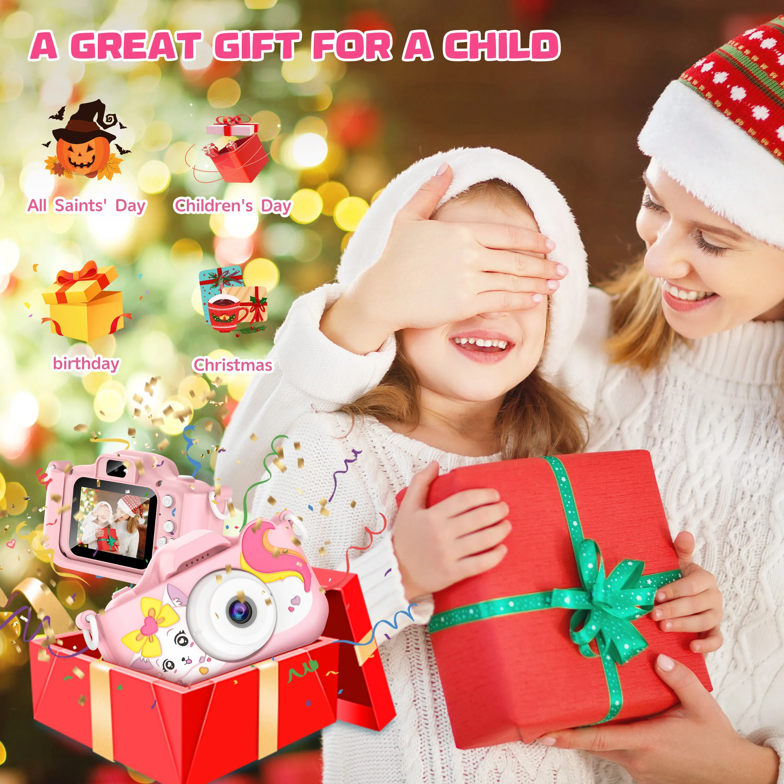 Children Camera 1080P HD Toddler Digital Video Camera 2.0-inch Kids Camera with Silicone Cases Toys for Christmas Birthday Gifts