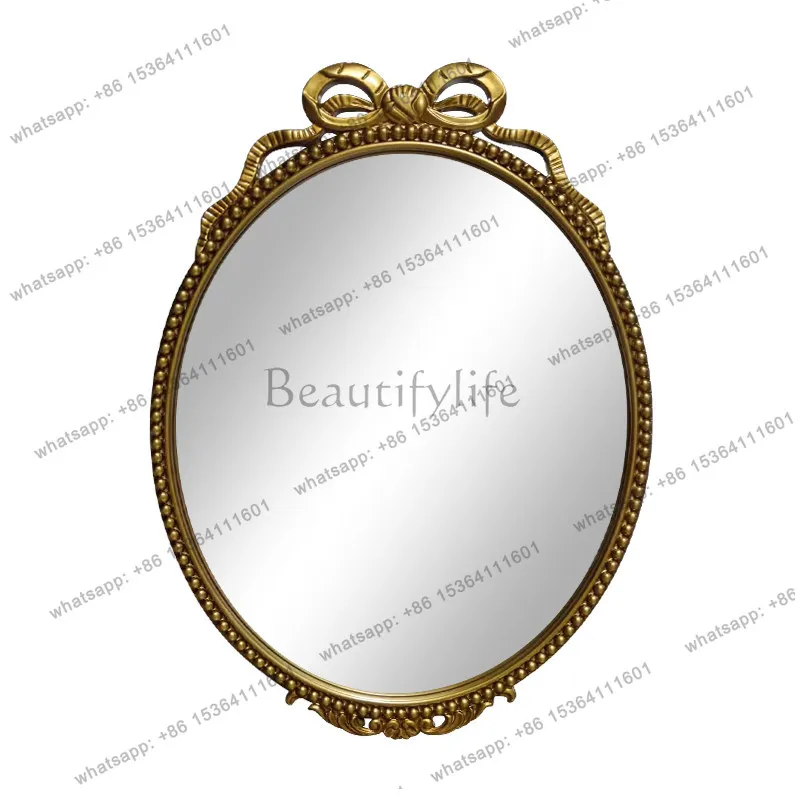 French retro bow bathroom mirror American wall hanging oval European fireplace decorative mirror wall