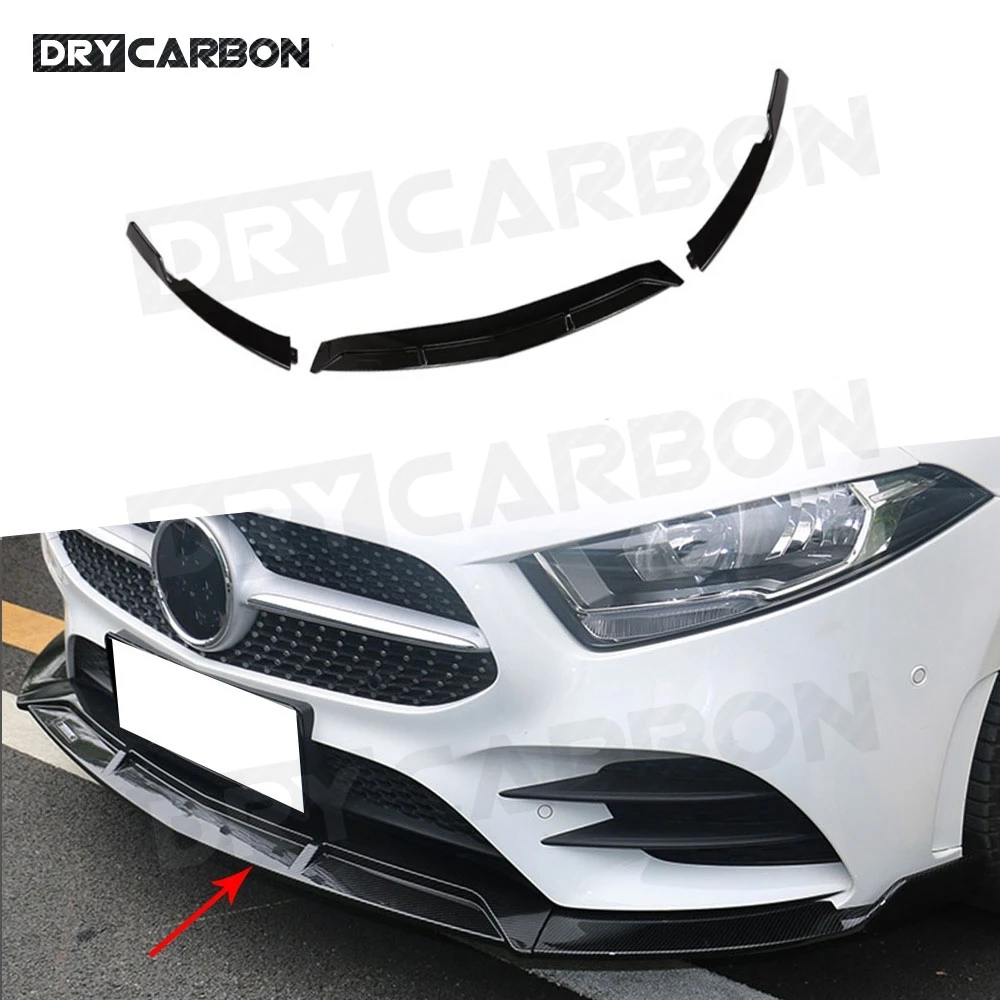 

3PCS/Set ABS Black Front Lip Spoiler Front Bumper Chin Splitter for Mercedes-Benz A Class W177 Sport A45 AMG 2019 2020